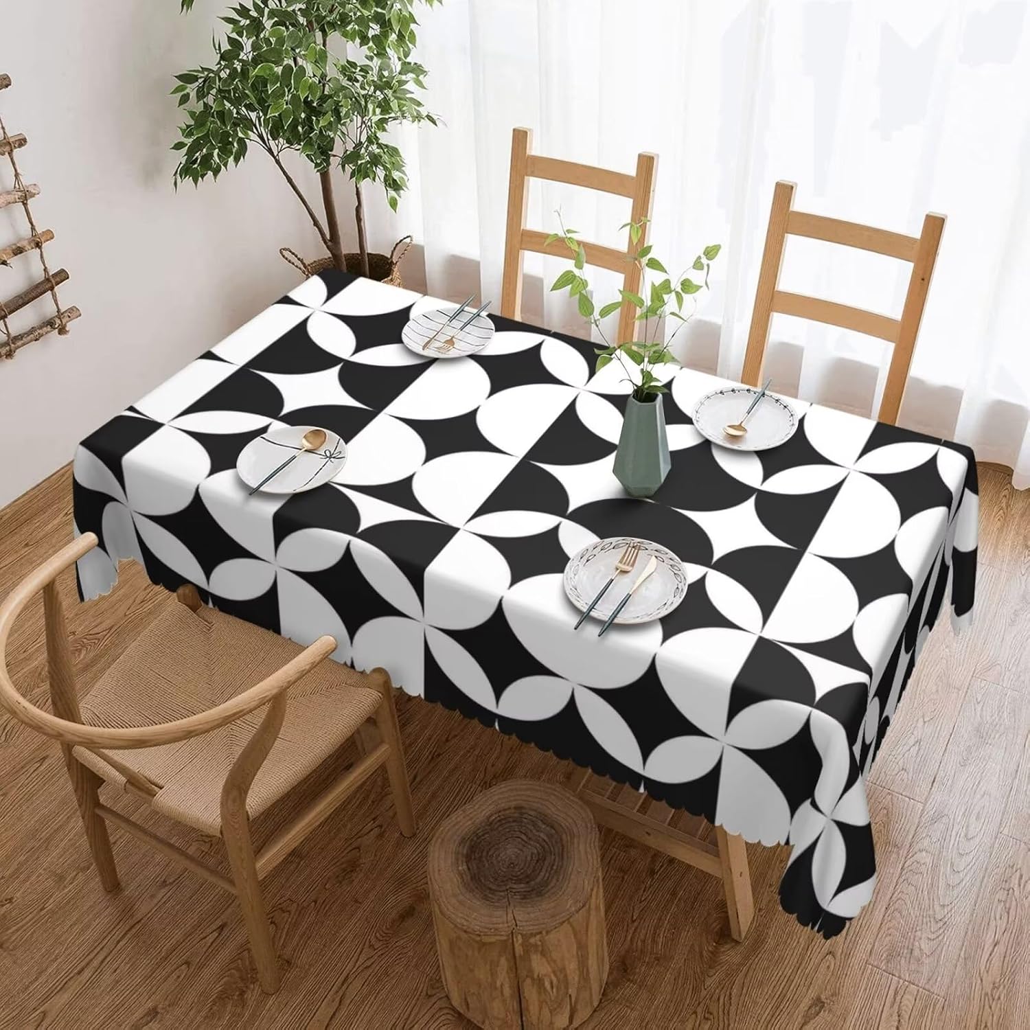 Century Textile & Sewing Supply Photos - Minimalist Mid Century Modern Tablecloth, Premium