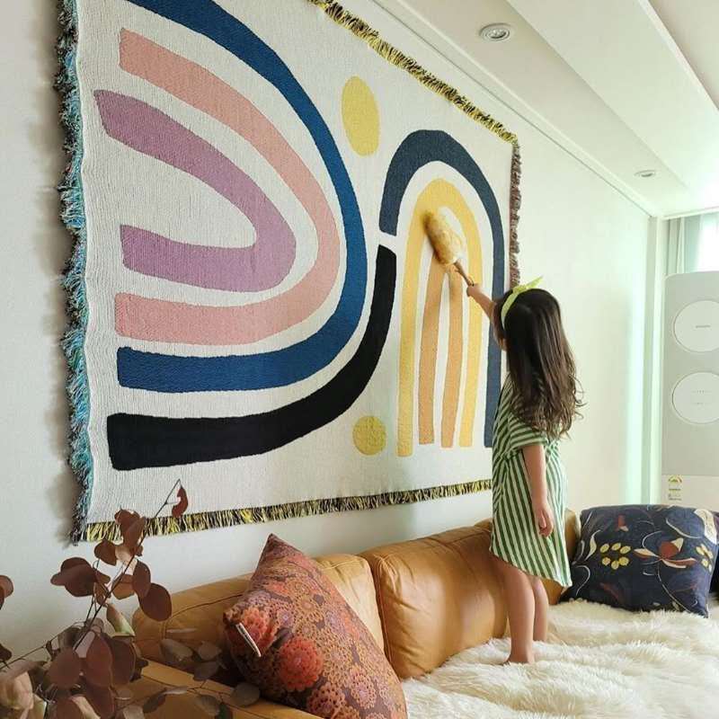 Century Textile & Sewing Supply Photos - Textile City Abstract Rainbow Throw Blanket
