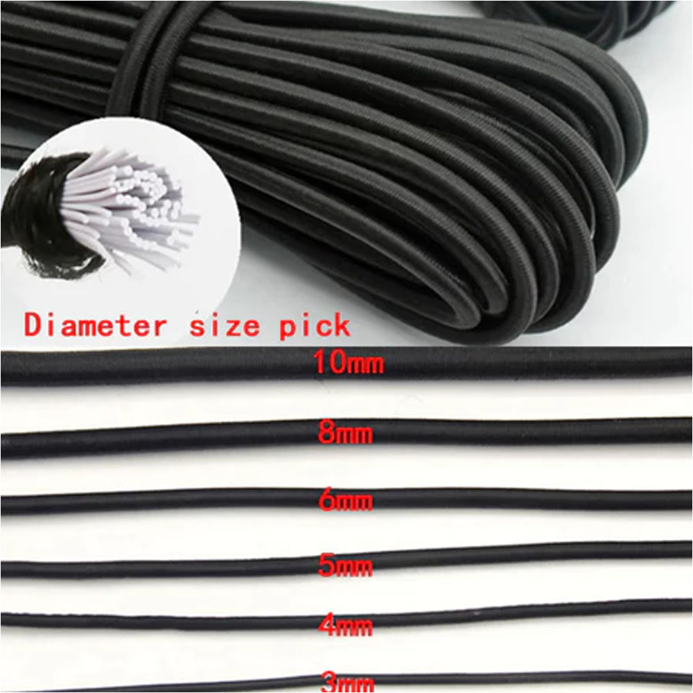 Sewing Gauge Ruler - 5 Meters/Lot 3/4/5/6/8/10mm Black Round Elastic