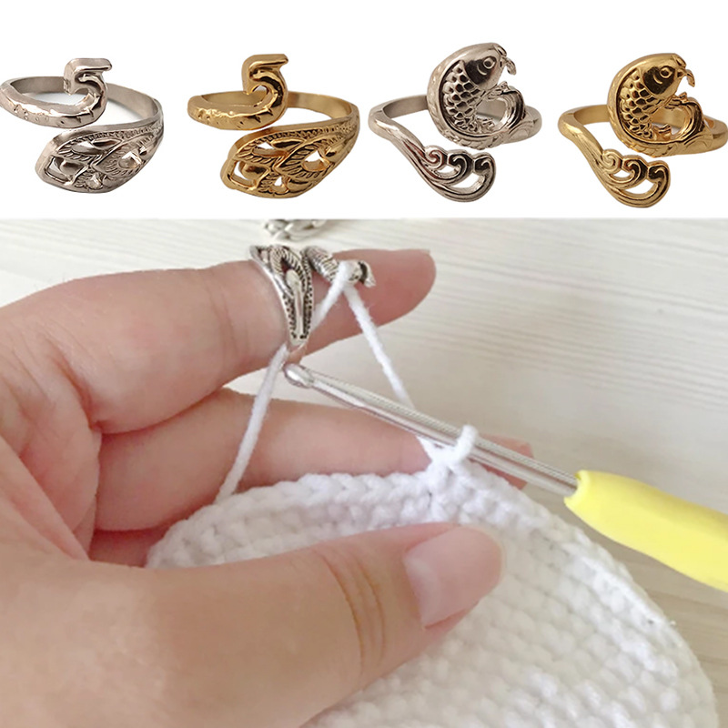 Sewing Thimble Metal - Ring Knitting Loop Crochet Tool Adjustable