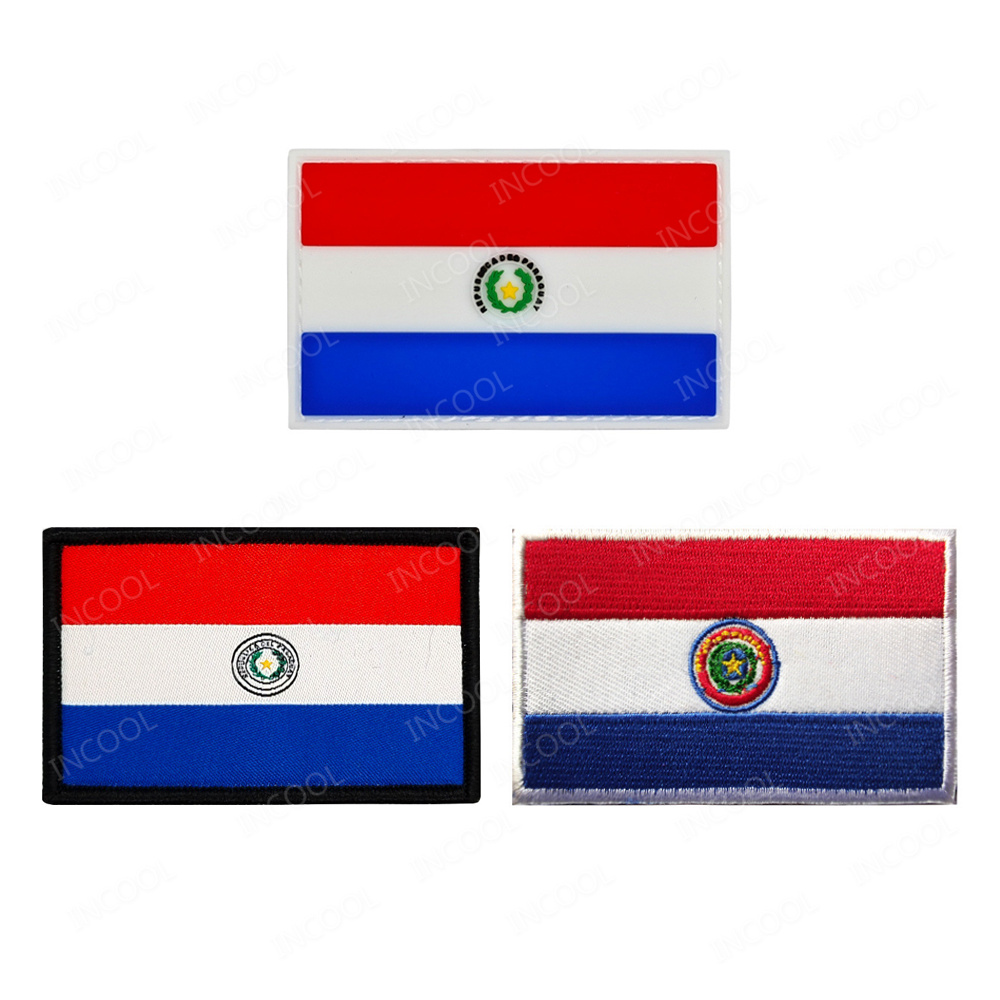 Velcro Sew On - Paraguay Flag Embroidered Patch PVC Rubber