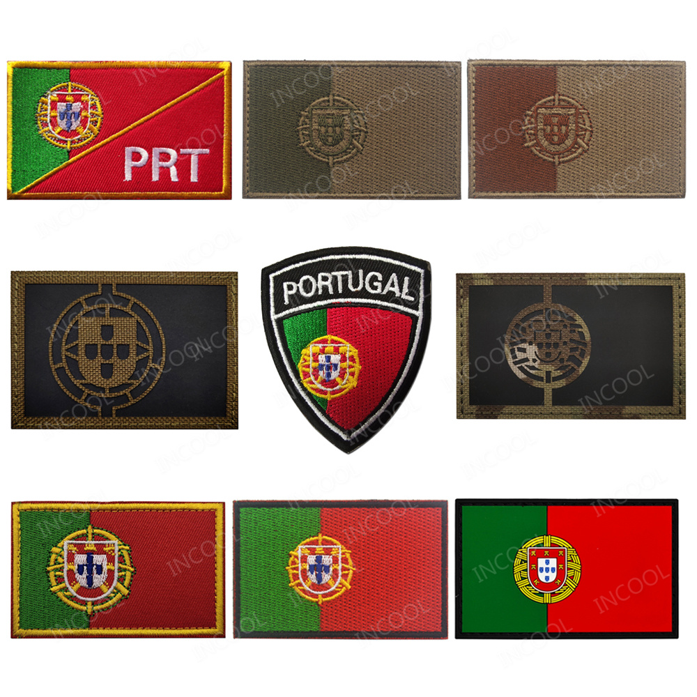 Velcro Sew On - Portugal Flags Embroidered Patch IR Reflective