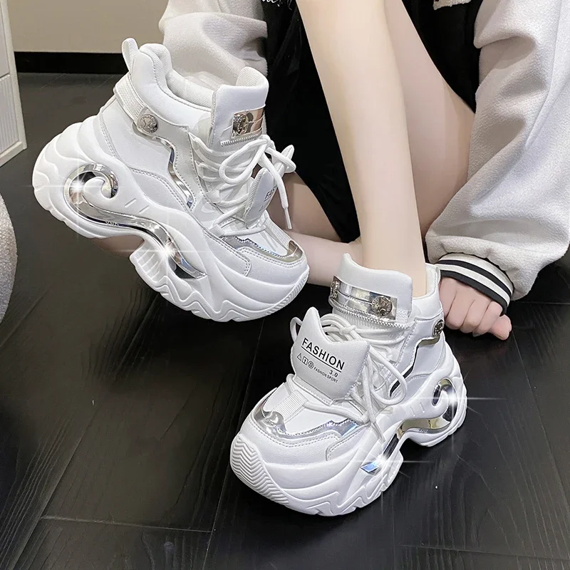 Sewing Latex - Bling Women High Platform Casual Leather