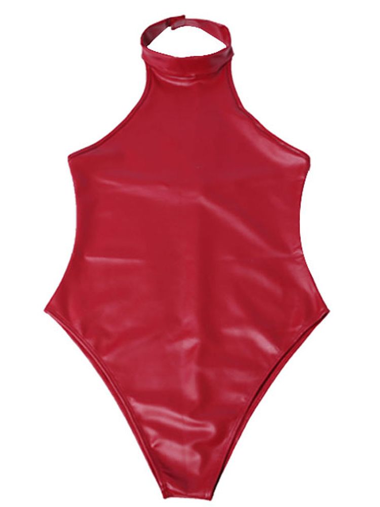 Sewing Latex - Faux Latex PU Leather Catsuit Backless