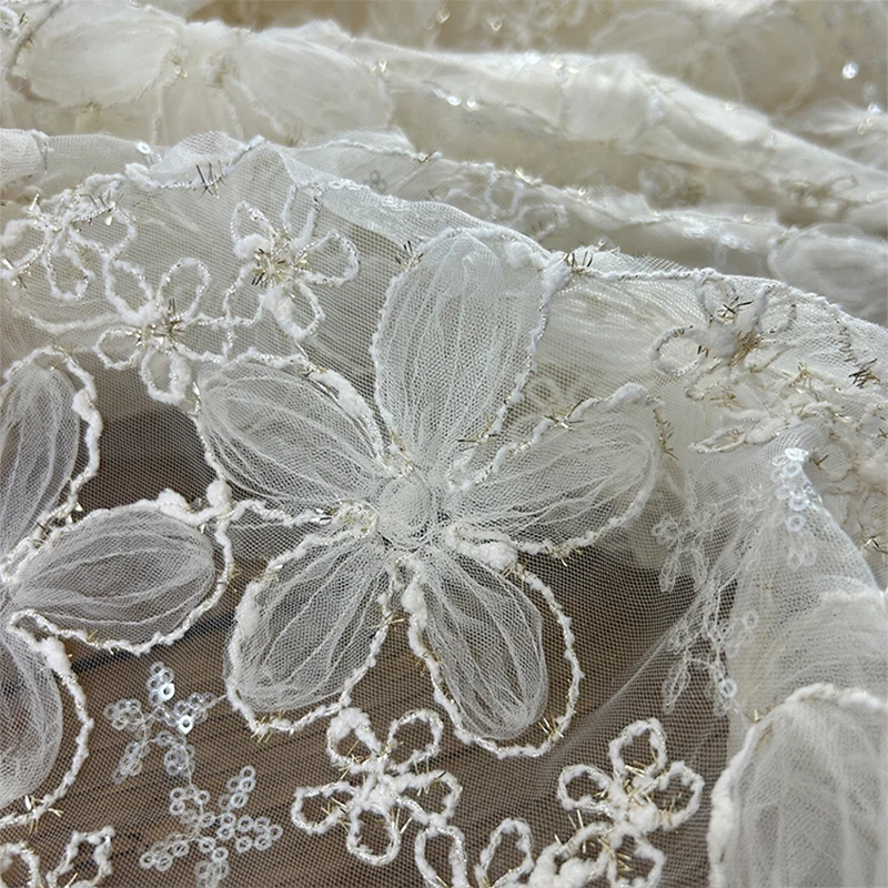 3D Embroidered Sequin Mesh Fab - Textiles Sewing Techniques review and price