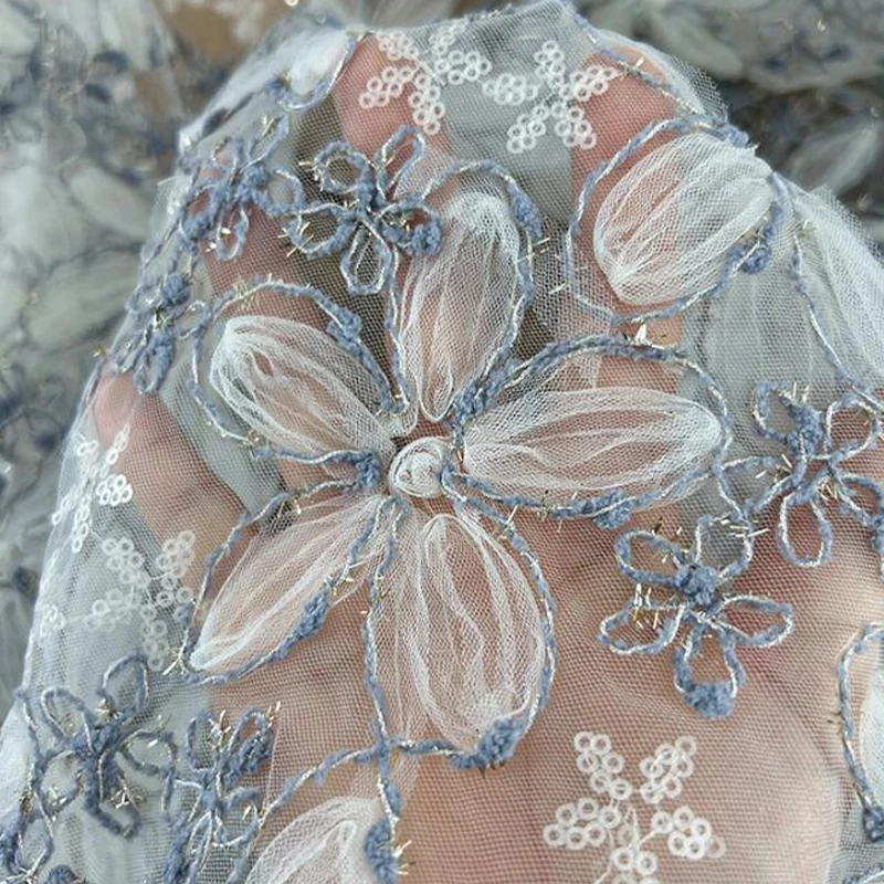 3D Embroidered Sequin Mesh Fab - Textiles Sewing Techniques review and price