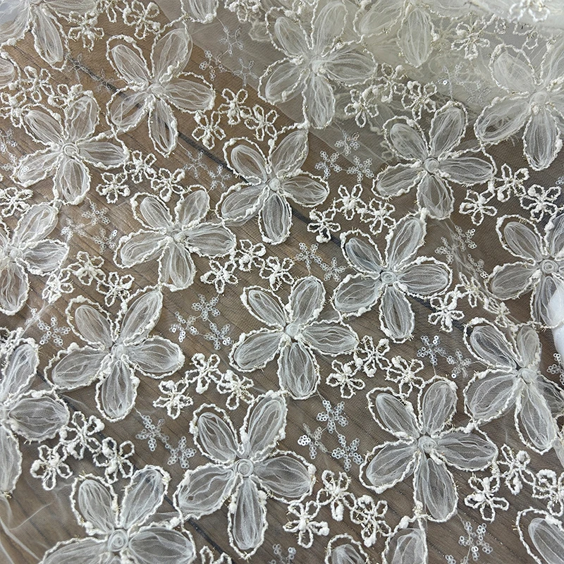 3D Embroidered Sequin Mesh Fab - Textiles Sewing Techniques review and price