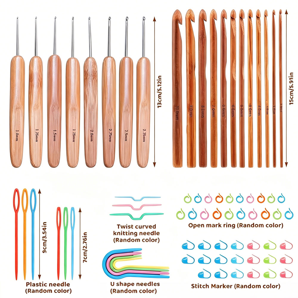 74pcs Bamboo Crochet Hooks Set - Sewing Kit review and price