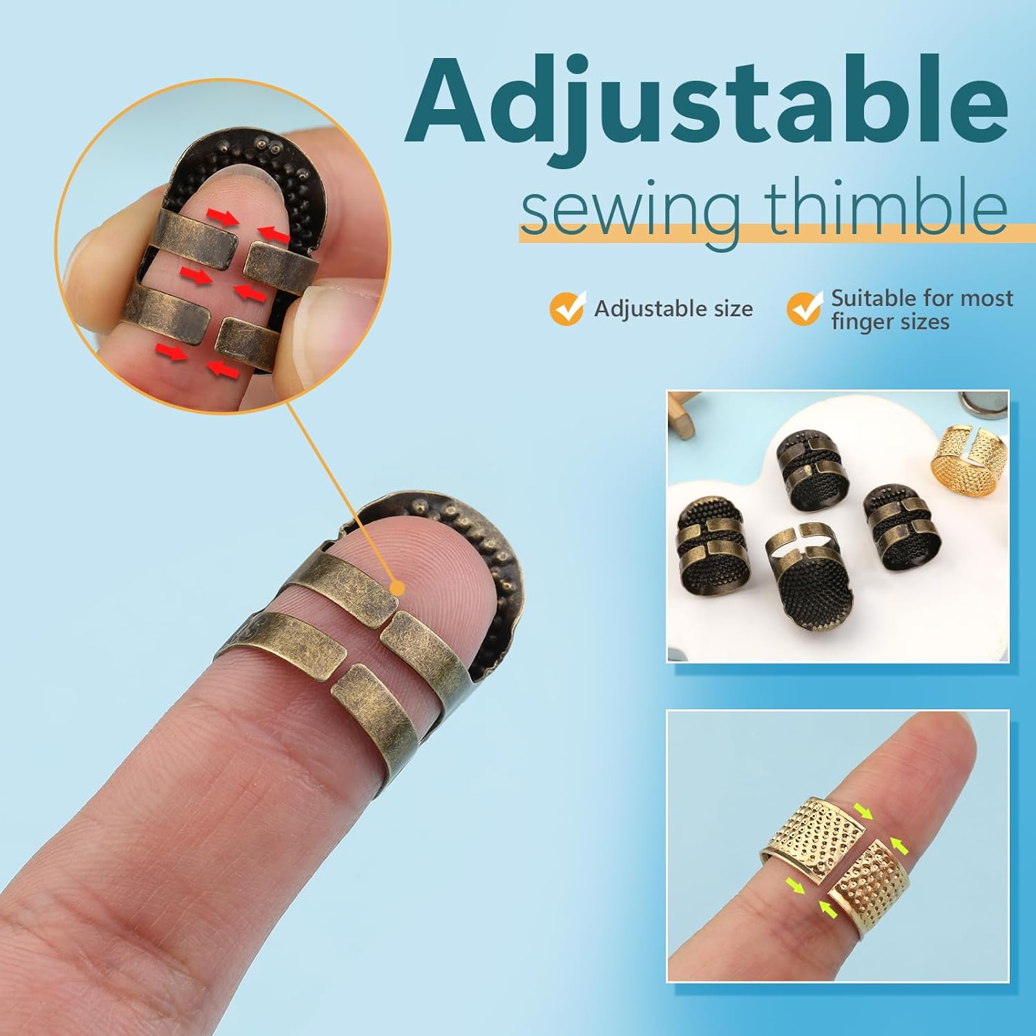 8PCS Sewing Thimble Kit for Ha - Sewing Thimble Metal review and price