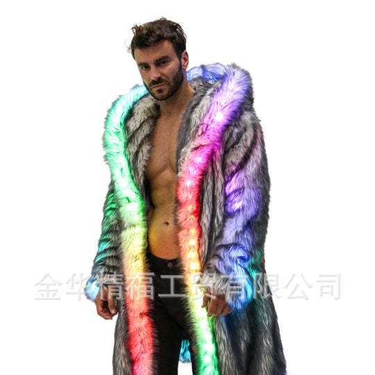Faux Fur Coat Men Hooded Outer - Sewing V review and price