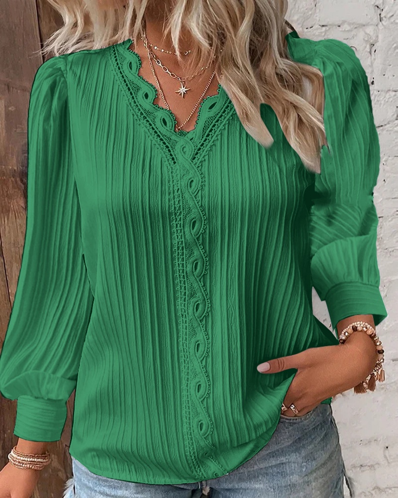 Women's White Blouses Lace Sti - Sewing V review and price