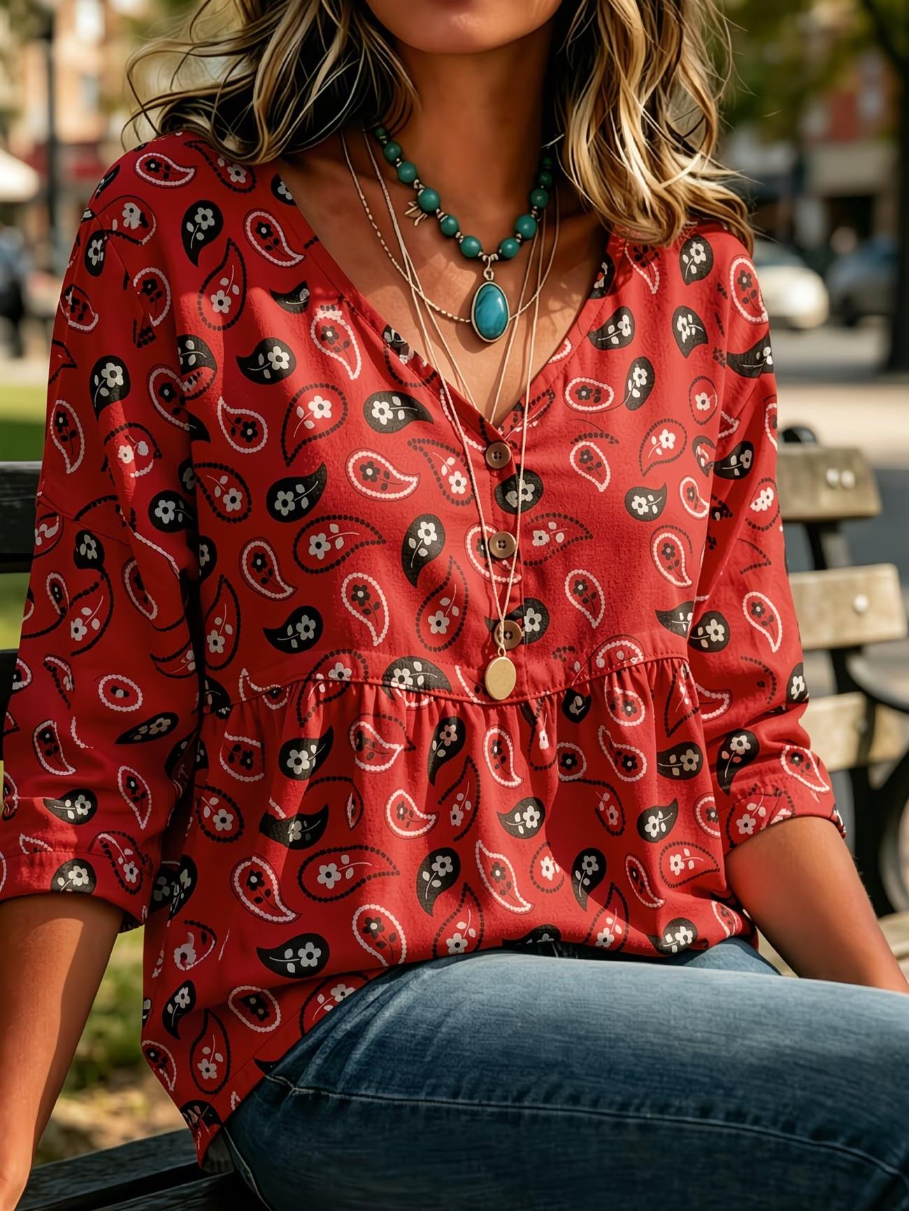Women's Red Tiny Floral Paisle - Sewing V review and price